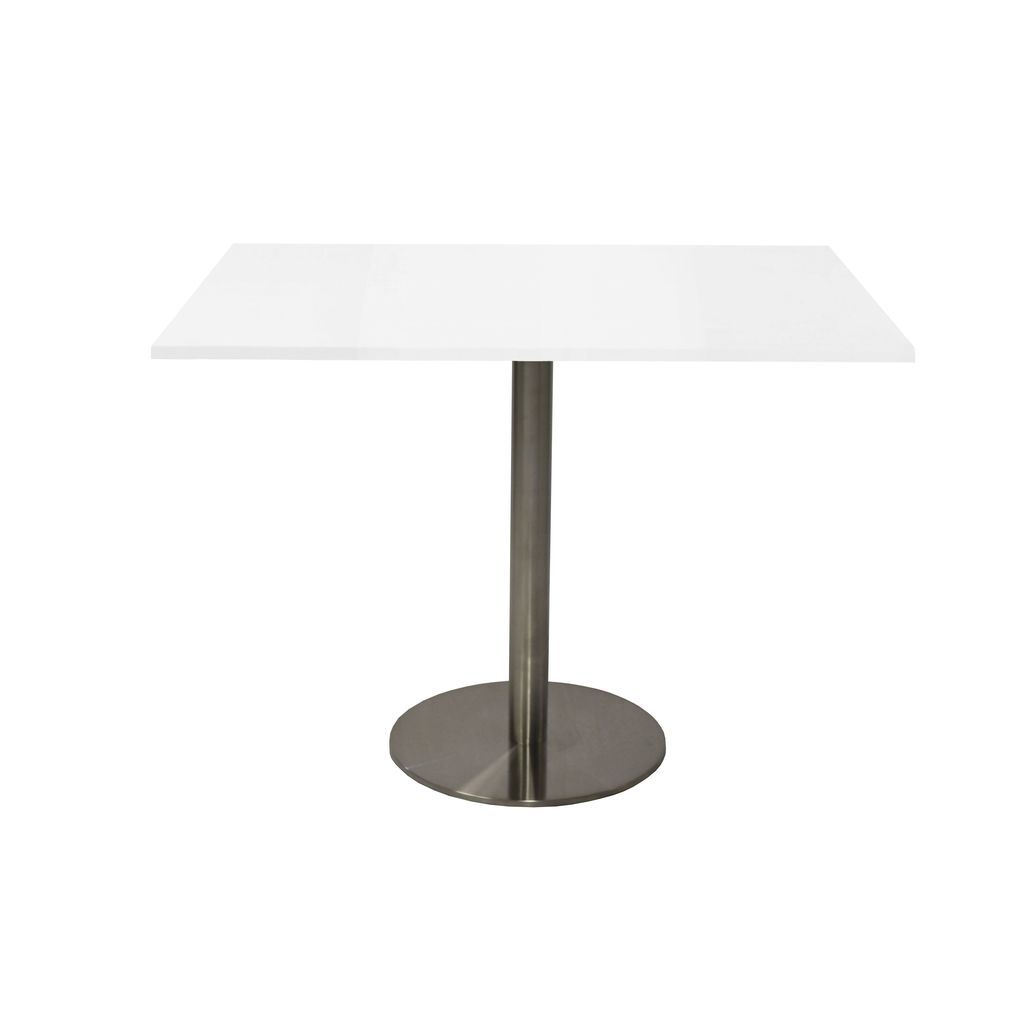 Square Flat Disc Base Table in Stainless Steel Finish