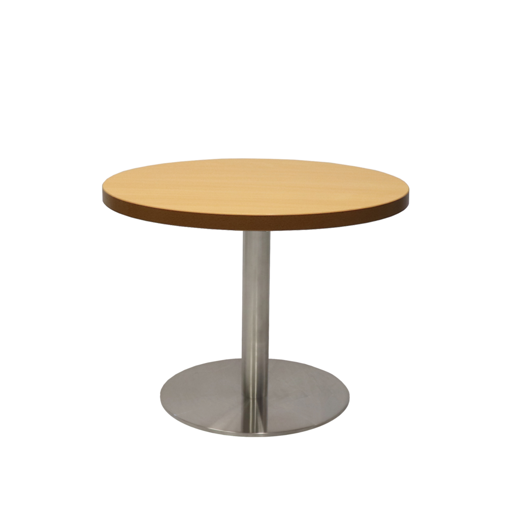 Circular Coffee Table with flat Disc Base - Stainless Steel Finish