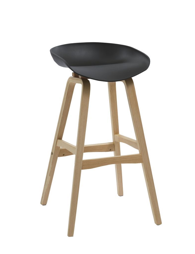 Virgo Bar Stool - Oak Coloured Timber Leg / Polypropylene Seat