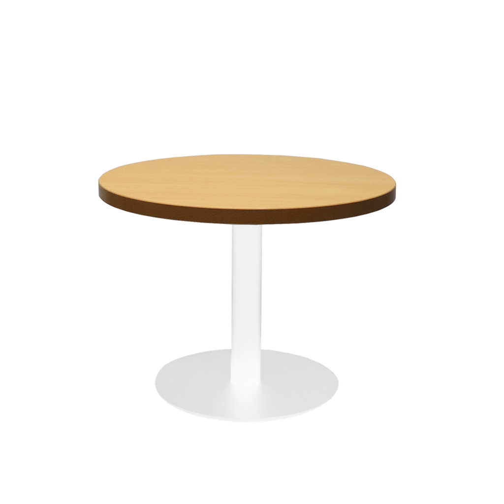Circular Coffee Table with flat Disc Base - White Powder Coat Finish